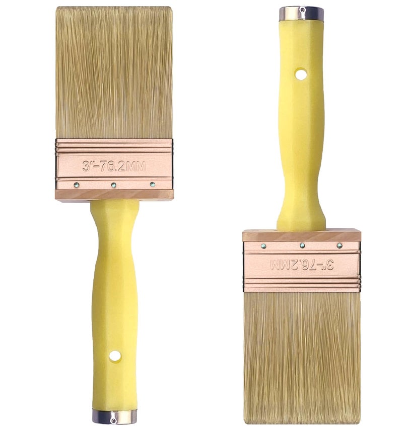 Greatandrew Great Andrew 3 Inch Deck Stain Brush, 2 Pack, Paint Brushes for Staining Wood Wall Fence, Lime Wash Paint Applicator, Handle Threaded for Extension Use, Home Repair Tools - Image 1